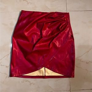 Women’s red leather skirt
